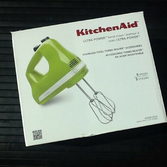 htf New in Box GREEN APPLE KitchenAid Ultra Power 5-Speed Hand Mixer KHM512GA - Picture 14 of 14